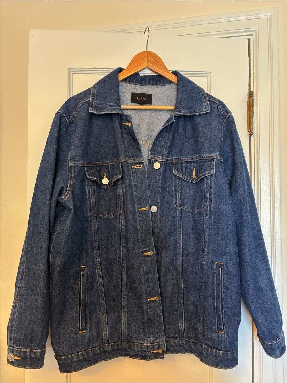 Quince Women's Indigo Denim Trucker Jacket